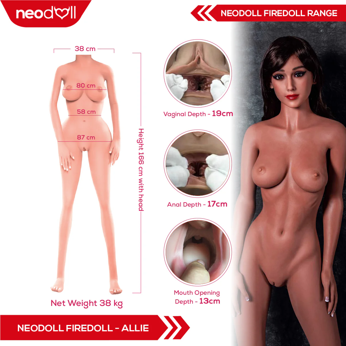 Fire Doll – Allie – Realistische Sexpuppe – Gelbrust – 166 cm – hellbraun - Image 4