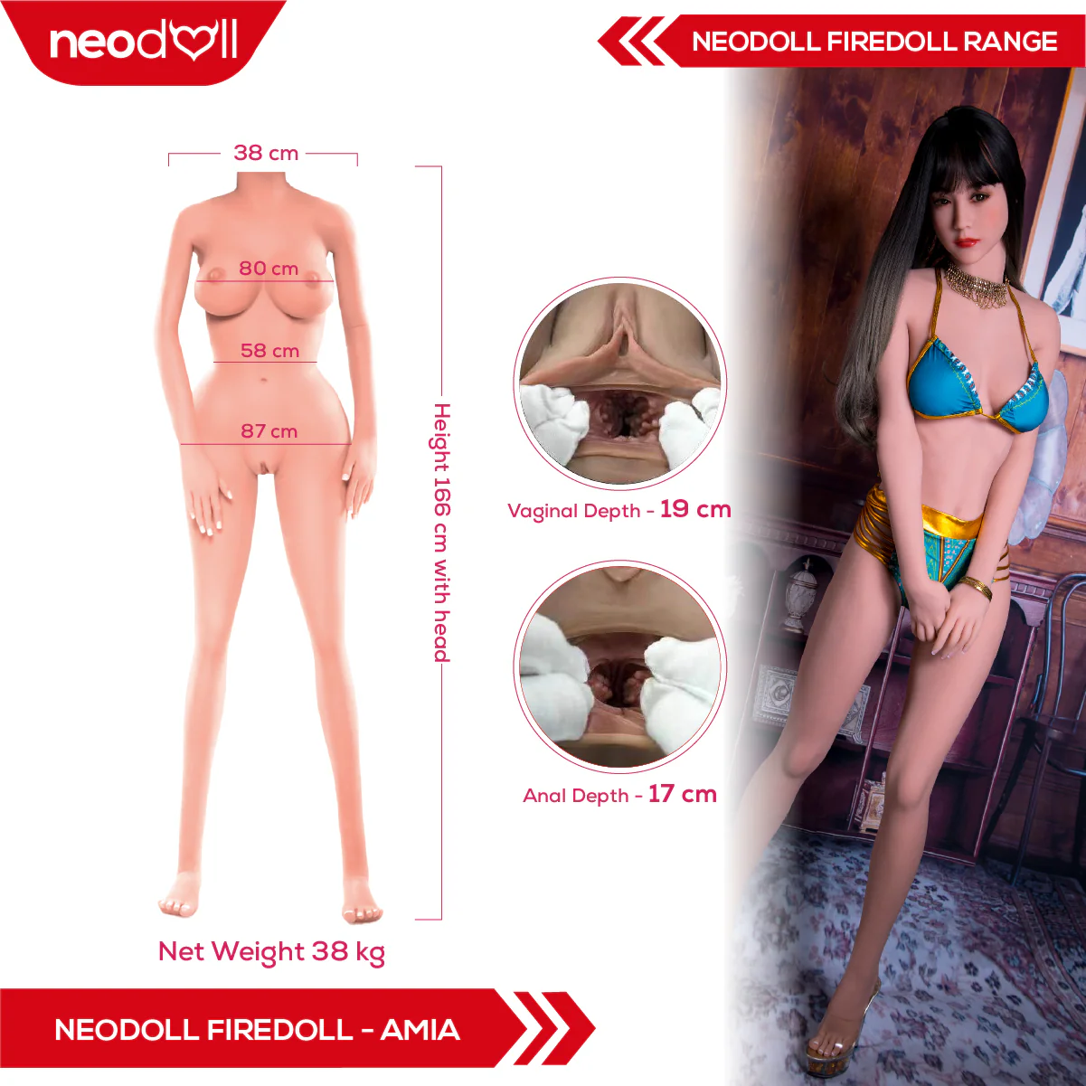 Fire Doll - Amia - Realistische Sexpuppe - Gelbrust - 166cm - Hellbraun - Image 3