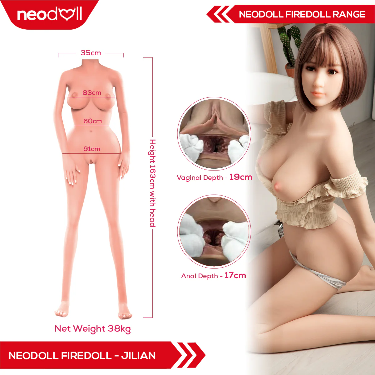 Fire Doll- Jilian - Realistische Sex-Puppe - 163cm - Natürlich - Image 3