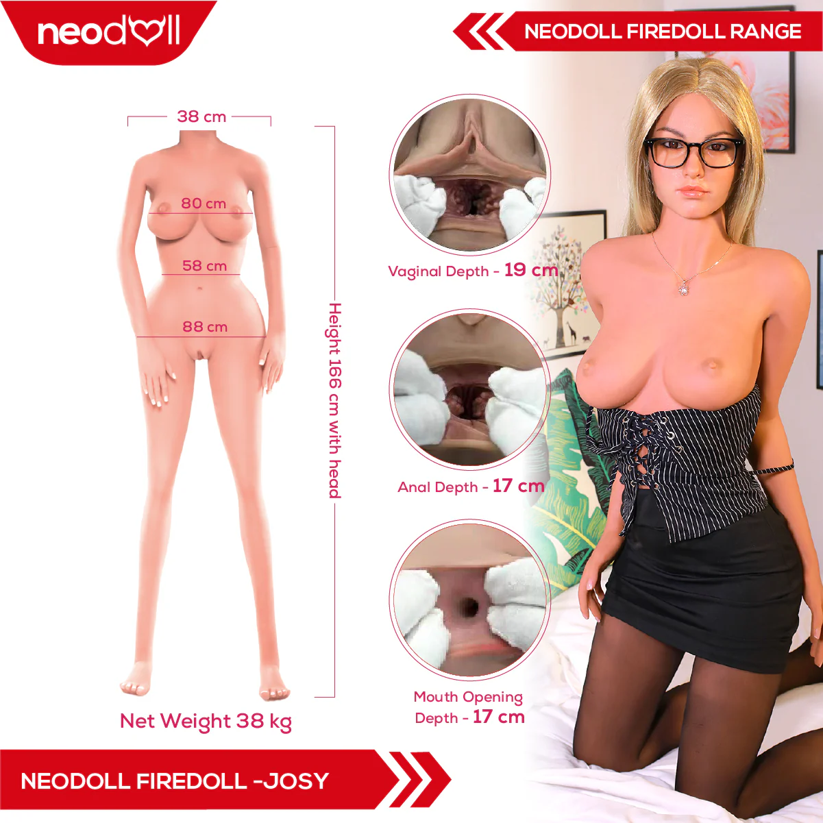 Firedoll - Josy - Realistische Sexpuppe - Gelbrust - 166 cm - Hellbraun - Image 5