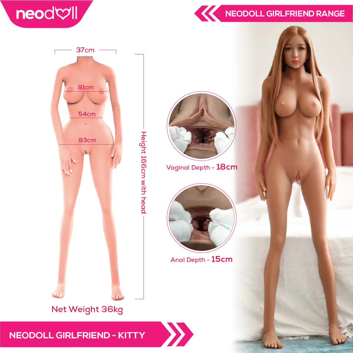 Neodoll Girlfriend Kitty – TPE-Hybrid-Sexpuppe aus Silikon – 166 cm – Hellbraun - Image 4