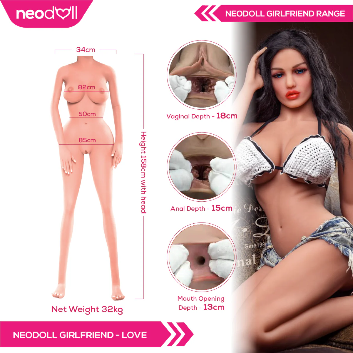 Neodoll Girlfriend Love - Realistische Sexpuppe - 158cm - Gebräunt - Image 5