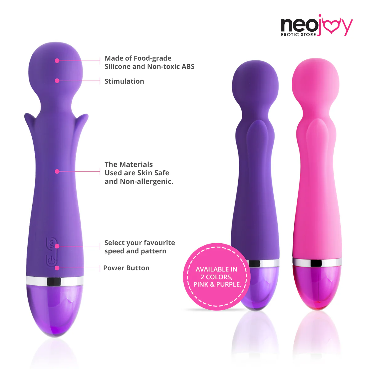 NeoJoy 9 Function Wand - Pink - Purple - Image 6