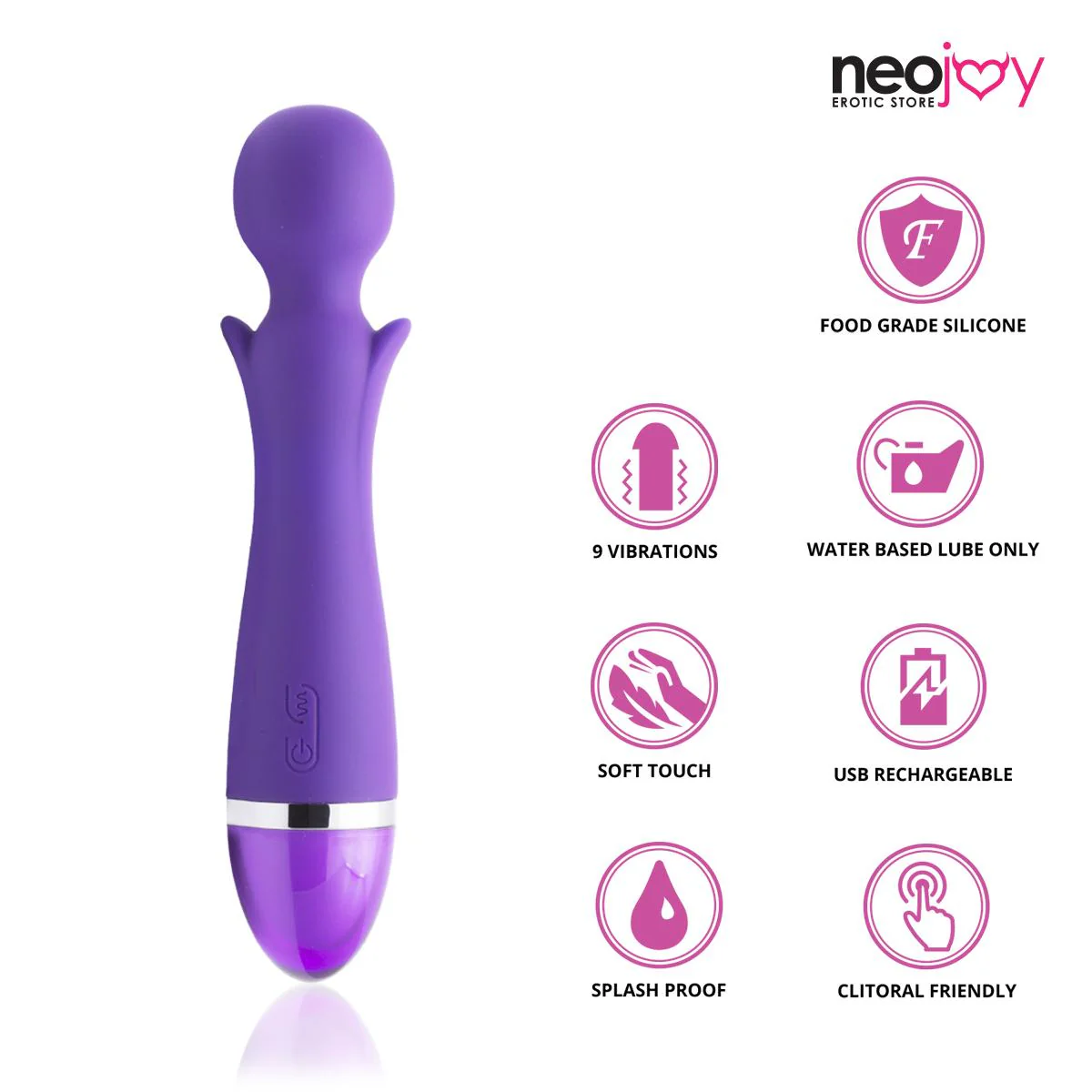 NeoJoy 9 Function Wand - Pink - Purple - Image 7